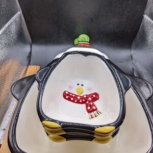 Penguin Nesting Bowls with Snowman Design